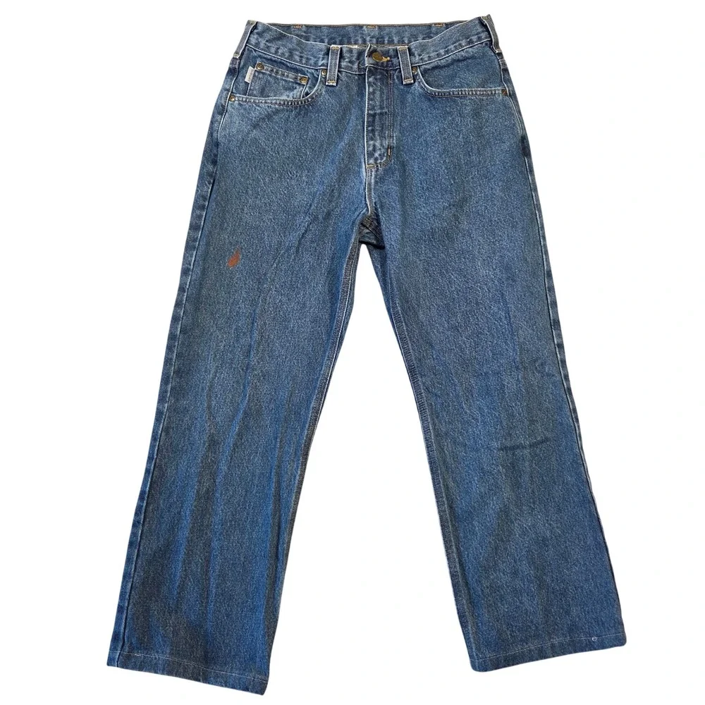 Carhartt Loose Fit Straight Leg Jeans Mens 32x34 Medium Wash Blue Denim 100086
